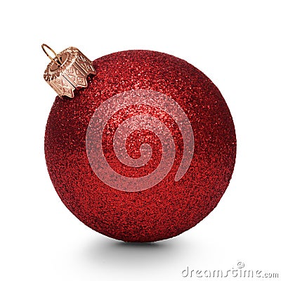 Red christmas ball isolated on white background Stock Photo