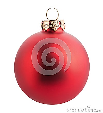 Red christmas ball isolated on white background. Clipping path Stock Photo