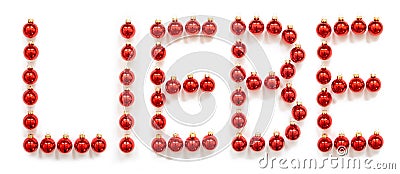 Red Christmas Ball Ornament Building Word Liebe Means Love Stock Photo