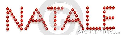 Red Christmas Ball Ornament Building Word Natale Means Christmas Stock Photo