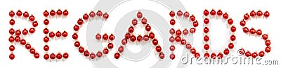 Red Christmas Ball Ornament Building Word Regards Stock Photo