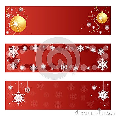 Red Christmas banners Vector Illustration