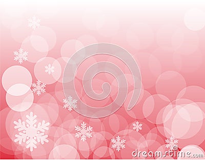 Red Christmas Bokeh Background with Snowflakes Vector Illustration