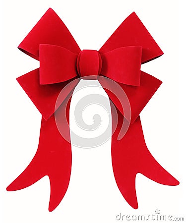 Red Christmas bow ribbon isolated on white Stock Photo