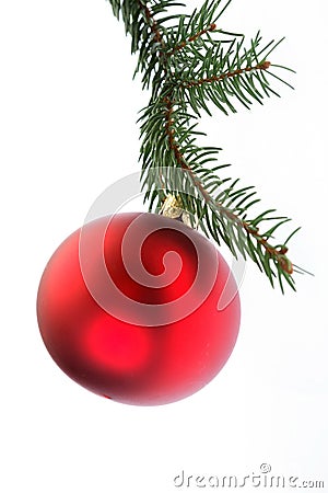 Red Christmas bulb isolated on white Stock Photo