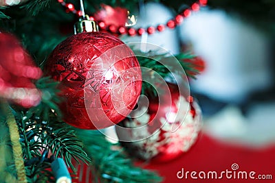 Red Christmas Bulbs Stock Photo