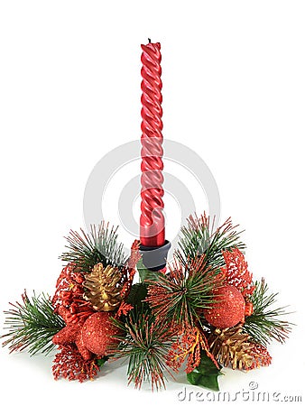 Red Christmas candle Stock Photo