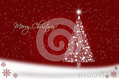Red Christmas card with Christmas tree Stock Photo