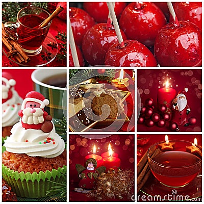 Red christmas collage Stock Photo