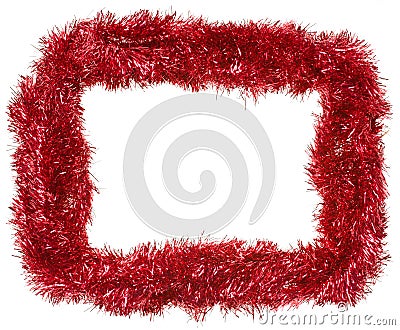 Red Christmas garland, rectangular frame Stock Photo