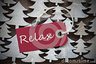 Red Christmas Label With Relax Stock Photo