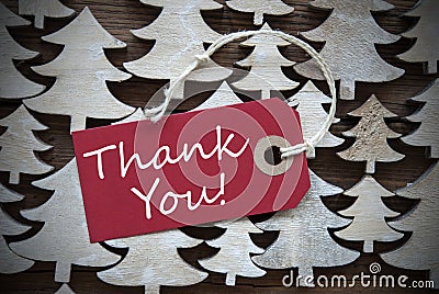 Red Christmas Label With Thank You Stock Photo