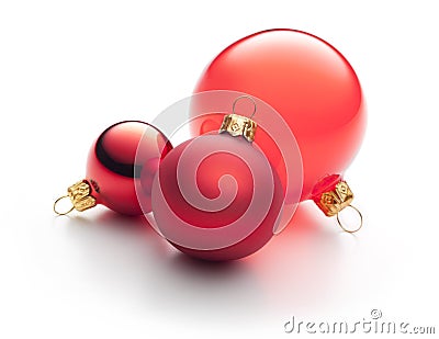 Red Christmas Ornaments Isolated Stock Photo