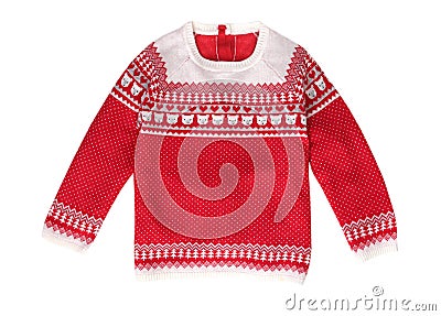 Red christmas pattern sweater isolated. Stock Photo