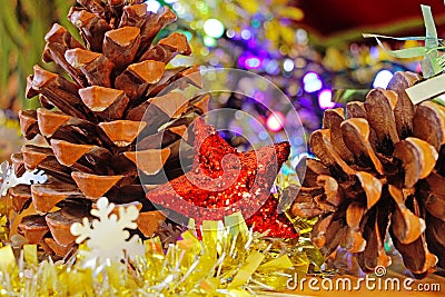 Red christmas star ornament Stock Photo