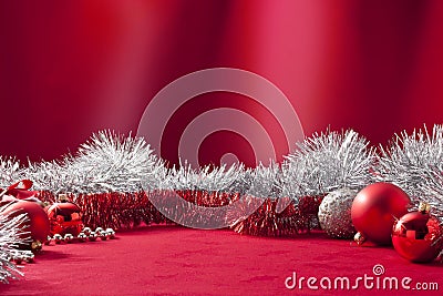 Red Christmas Tinsel Background Stock Photo