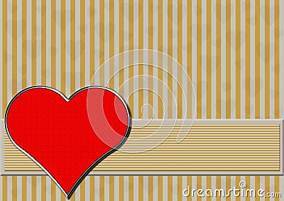 Red chrome heart on silver and gold stripes Stock Photo