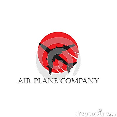 Air Plane Company in Red Circle Vector Illustration