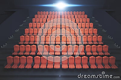 Red cinema chairs front Stock Photo