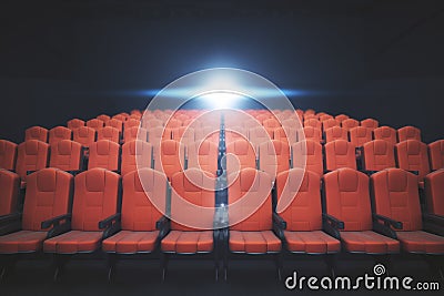 Red cinema chairs front Stock Photo