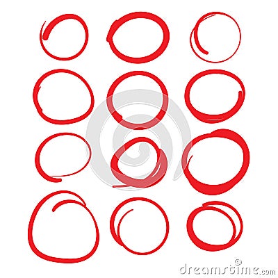 Red Circle Grading Marks with Swoosh Feel - Marking up Papers Vector Illustration