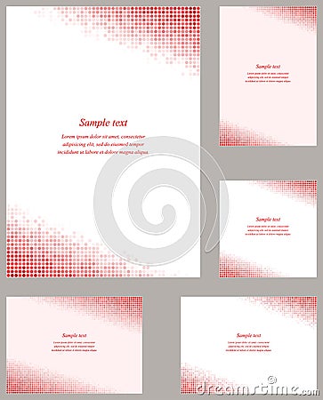 Red circle mosaic page corner design set Vector Illustration