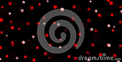 Red circles with white dots on black background. Abstract bokeh background illustration. Beautiful red abstract lights. Cartoon Illustration