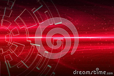 Red circular glow wave. scifi or game background. Stock Photo