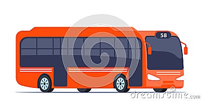 Red City bus. Passenger transport side view. Public transport. Modern touristic bus. Vector illustration Vector Illustration