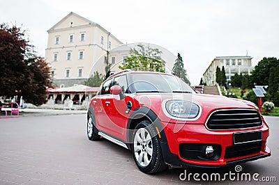 Red city car. Small car for cities Stock Photo