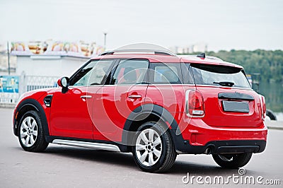 Red city car. Small car for cities Stock Photo