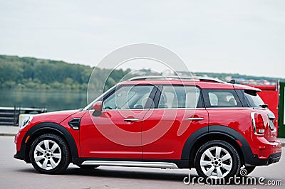 Red city car. Small car for cities Stock Photo