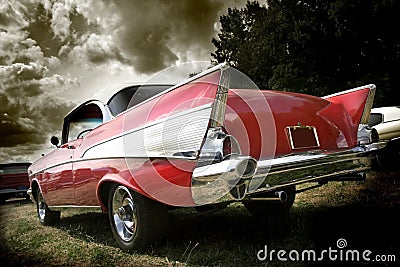 Red Classic Car Stock Photo