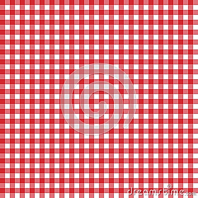 Red classic checkered table cloth texture, background with copy space. Pattern for card or banner. Vector Illustration