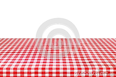 Red classic checkered tablecloth with white background Stock Photo