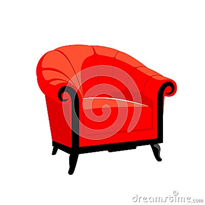 Red Classic Royal armchair Cartoon Illustration