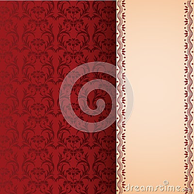Red classical oriental floral vertical banner Vector Illustration