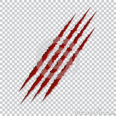 Red claws scratches - vector . Talons cuts animal cat, dog, tiger, lion, bear illustration Vector Illustration