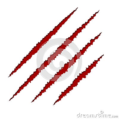 Red Claws Scratches on White Background. Vector Vector Illustration