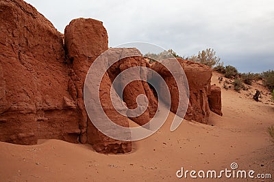 Red cliffs of Khermen Tsav canyon Stock Photo