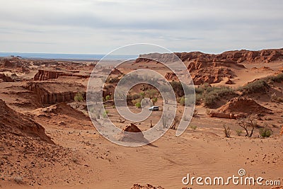 Red cliffs of Khermen Tsav canyon Stock Photo