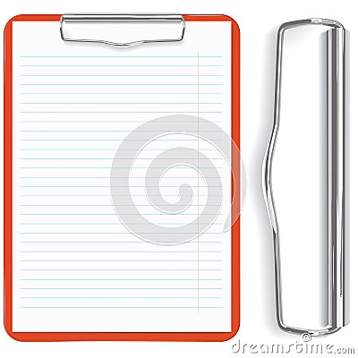 Red clipboard and paper sheet Vector Illustration