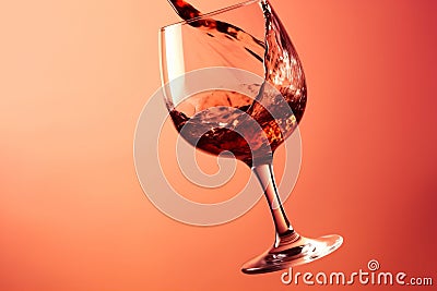 red closeup gradient wine drink alcohol glass liqueur background party liquid. Generative AI. Stock Photo