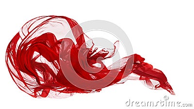 Red Cloth Isolated Over White Background, Fabric Freeze Motion, Waving Flying Textile Stock Photo