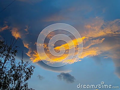 Red clouds on the ÃÂµvening ÃÂ°utumn November sky Stock Photo