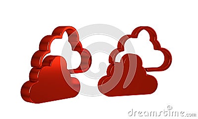 Red Cloudy weather icon isolated on transparent background. Stock Photo