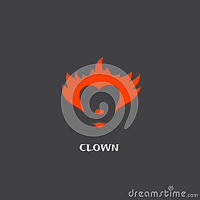 Red Clown Hair, Nose and Lips Abstract Vector Sign Emblem or Logo Template. Flat Style Mask Concept with Modern Vector Illustration