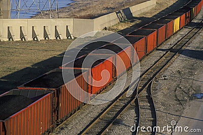 Red coal cars in East St. Louis, Missouri Stock Photo