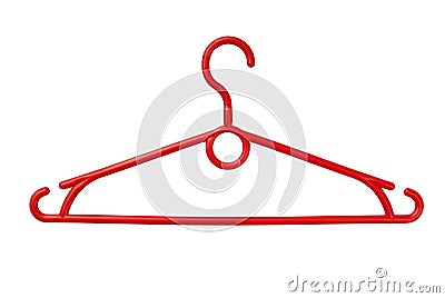 Red coathanger is on white, coat hangers is as single object, re Stock Photo