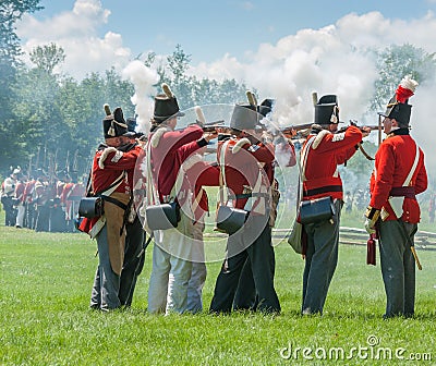 Red Coats Firing Muskets Editorial Stock Photo